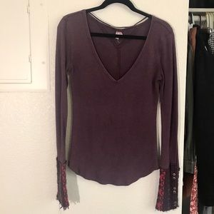 Free People V-Neck Thermal Sweater
